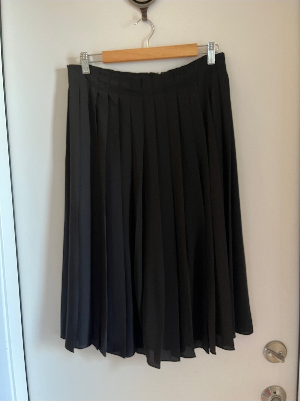 J. Crew Black Pleated Midi Skirt